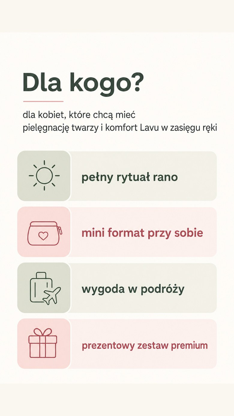 Pakiet: Pełny poranny rytuał premium - LUOVI Morning Touch + zestaw do łazienki LAVU
