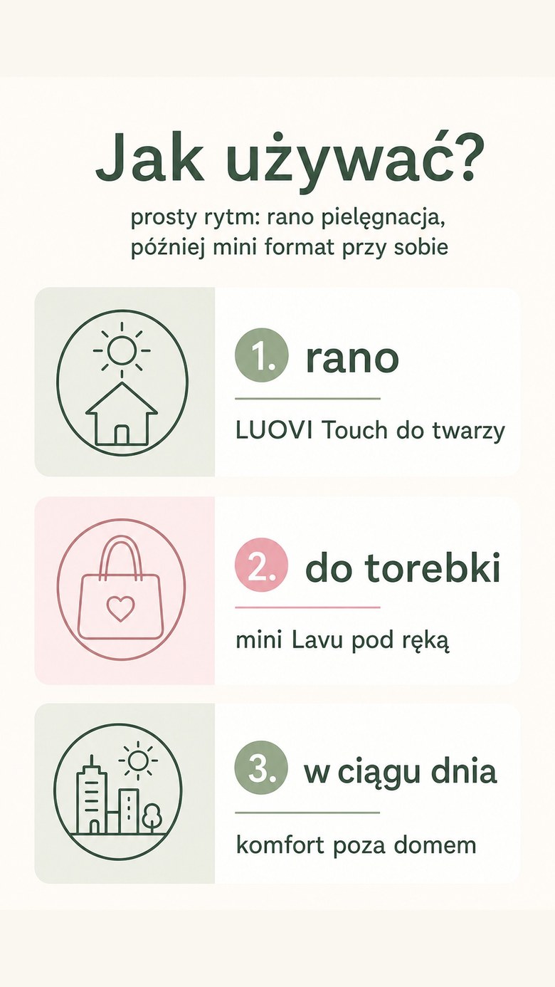 Pakiet: Pełny poranny rytuał premium - LUOVI Morning Touch + zestaw do łazienki LAVU