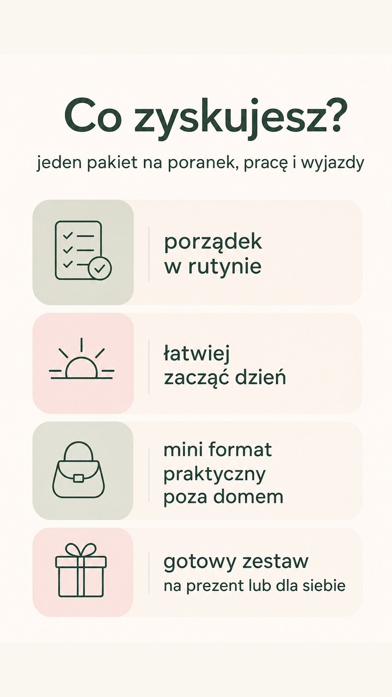 Pakiet: Pełny poranny rytuał premium - LUOVI Morning Touch + zestaw do łazienki LAVU