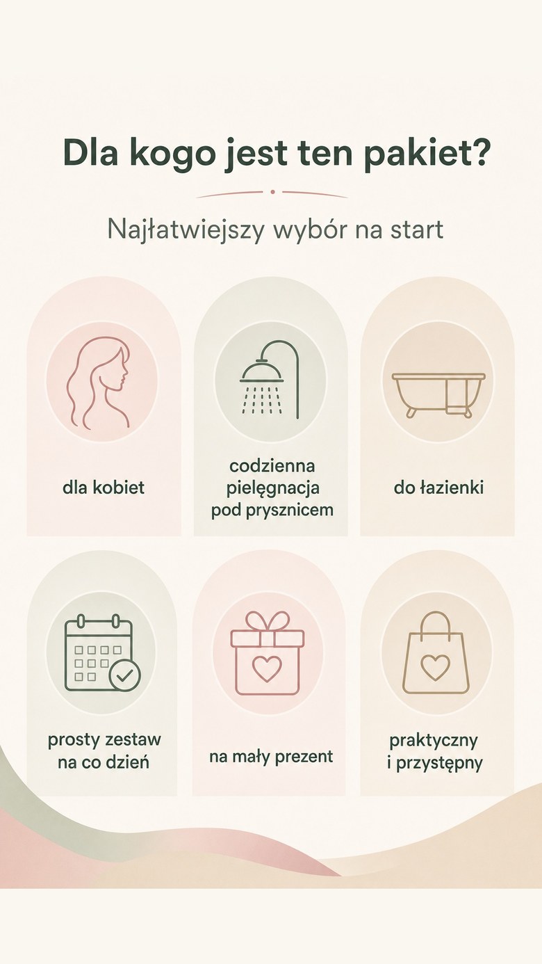 Pakiet: Kobiecy duet pod prysznic - Harmony Bath For Her + pianka myjąca Lavu do higieny intymnej