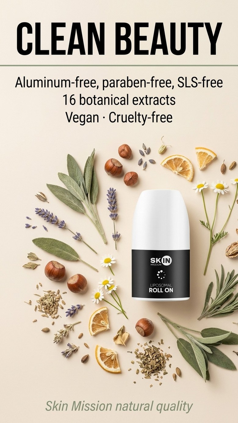 Liposomal Roll On - 16 Plant Extracts + Zinc - Aluminium-free Deodorant | Skin Mission
