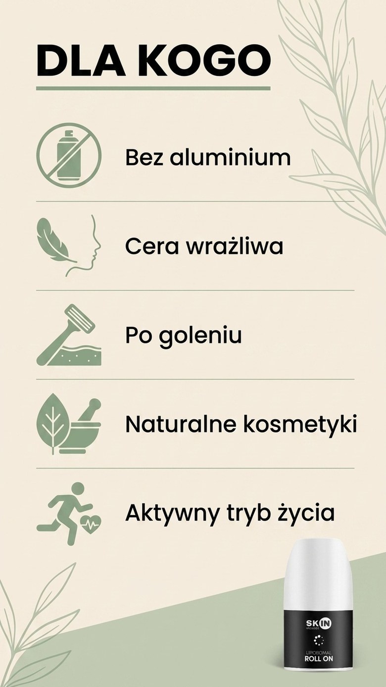 Liposomal Roll On - 16 ekstraktów roślinnych + Cynk - dezodorant bez aluminium | Skin Mission