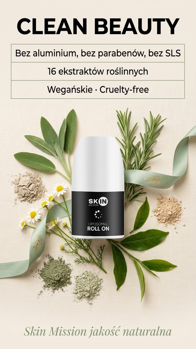 Liposomal Roll On - 16 ekstraktów roślinnych + Cynk - dezodorant bez aluminium | Skin Mission