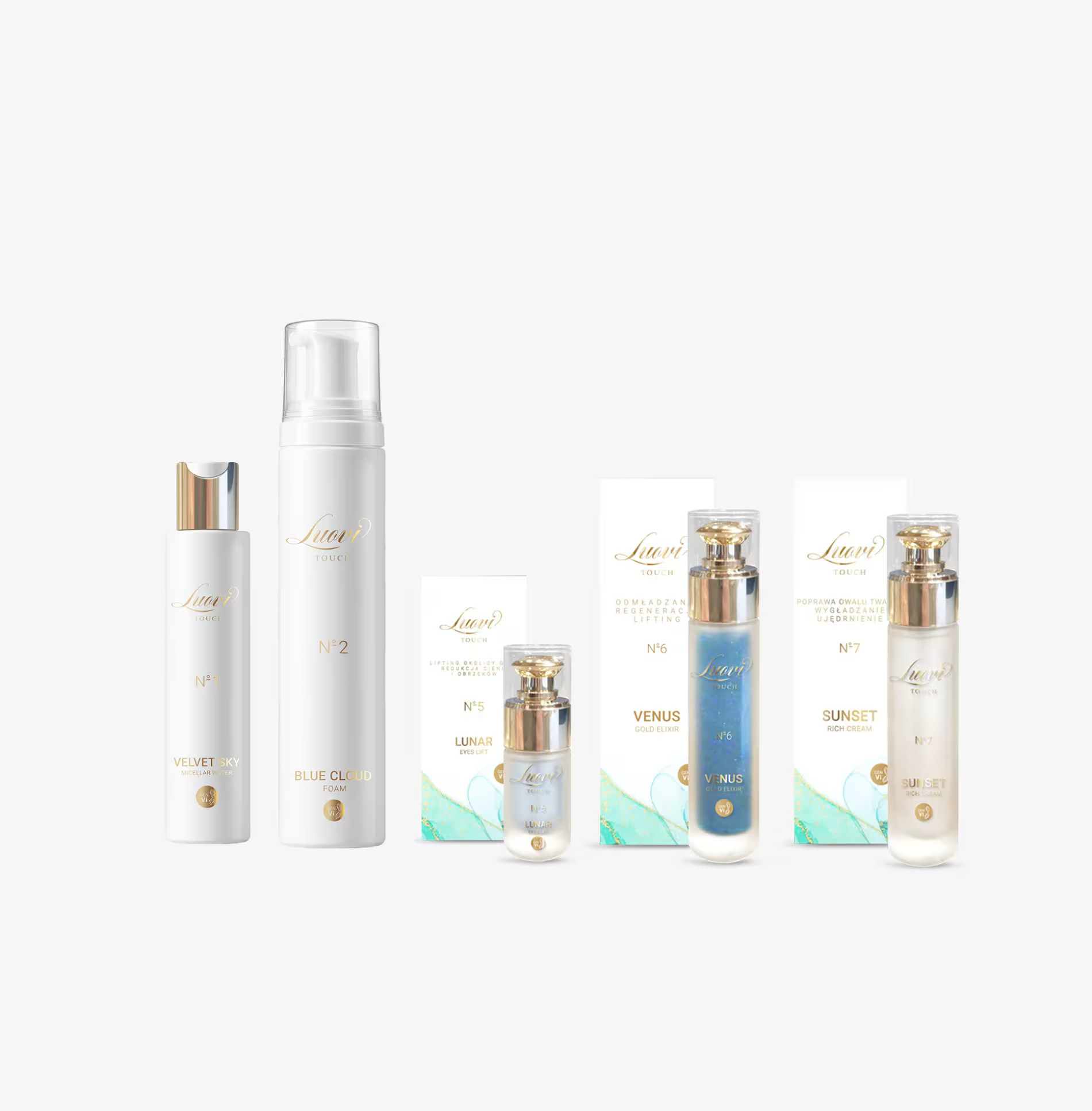 Set: LUOVI Night Touch - Evening Skincare Ritual 5-in-1 with caviar and stem cells